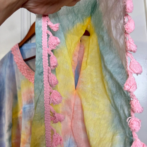 NWT Simply Southern Tie Dye‎ Coverup Tassels Beaded Drawstring Waist Size S / M - Picture 12 of 15